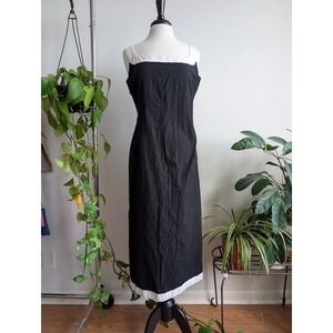 Abercrombie & Fitch maxi dress XL linen cotton Black White preppy square